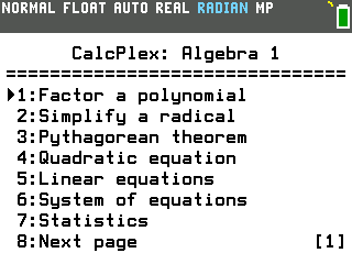 Algebra 1 Suite on the TI-84 Evo
