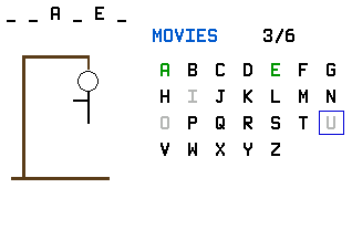 Hangman game on a TI-84 Evo