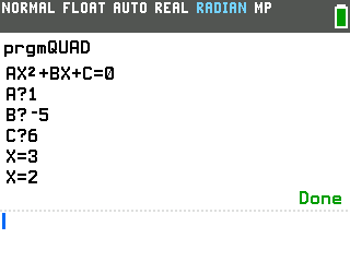 Quadratic Formula on the TI-84 Evo