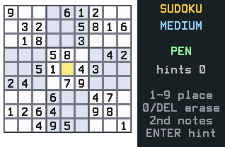 Sudoku game on a TI-84 Evo